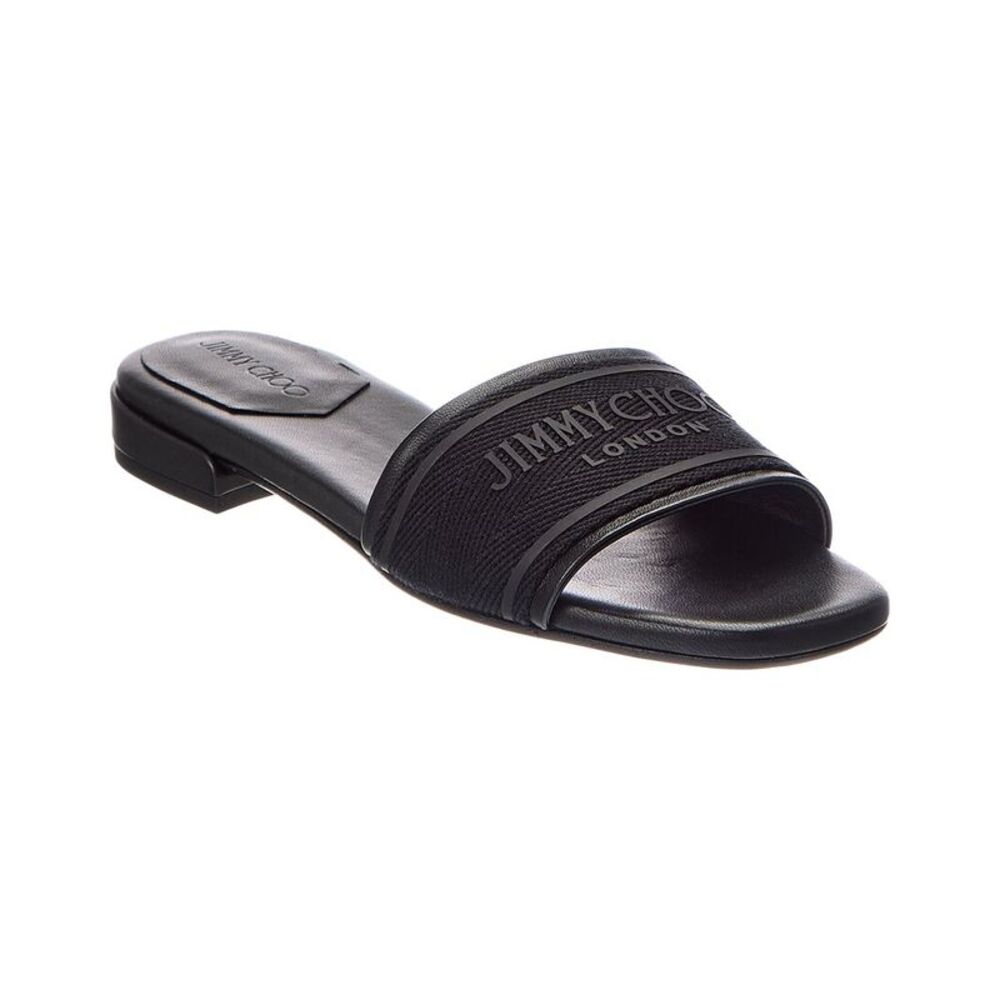 Jimmy Choo Joa Canvas & Leather Sandal, Black